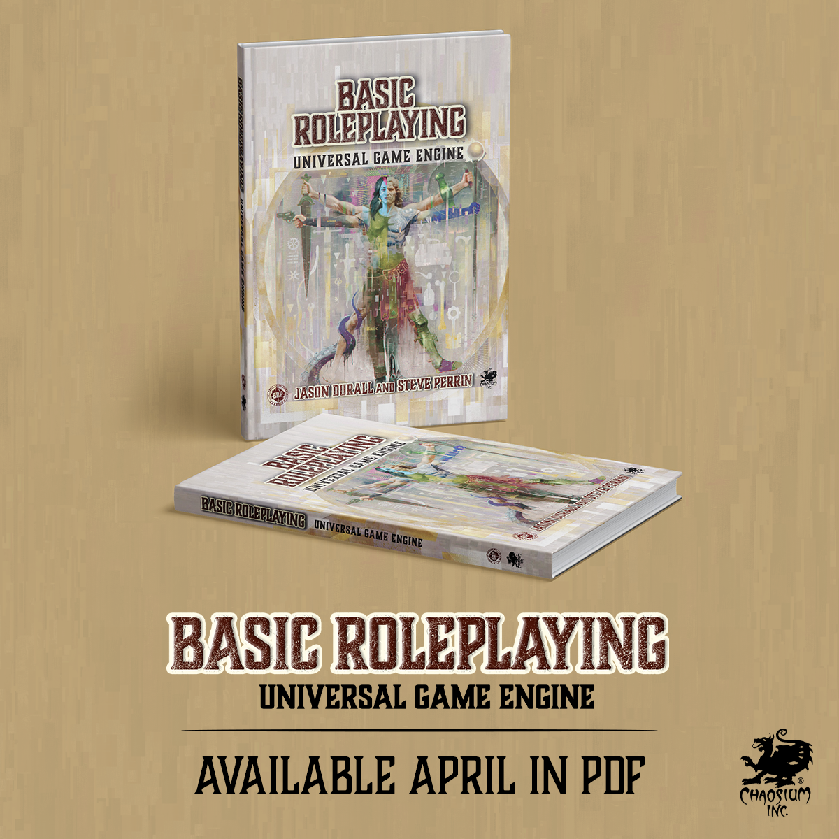 Basic Roleplaying: The Universal Game Engine will be released in PDF in April, and will be available directly from Chaosium.com, and DriveThru RPG.  A hardcover release will follow later in 2023.