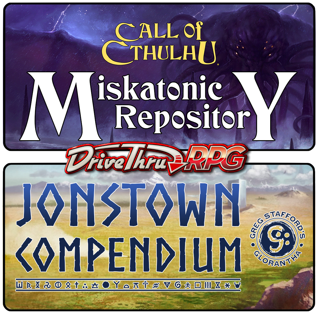 Miskatonic Repository and Jonstown Compendium Logos