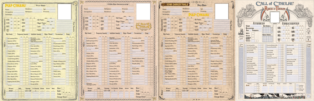 Updates to our Call of Cthulhu Character Sheet