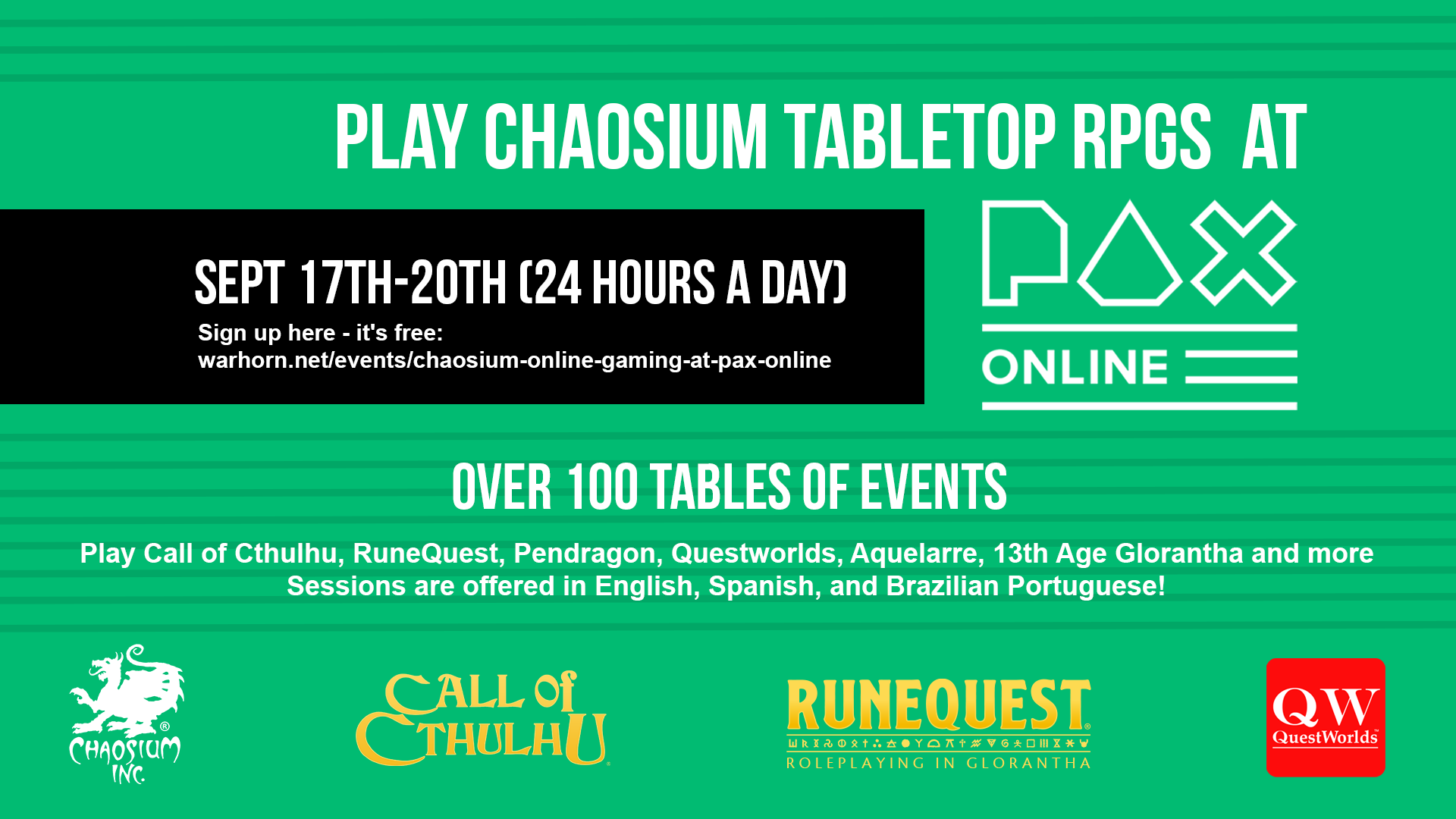 Play Chaosium TTRPGs at PAX Online