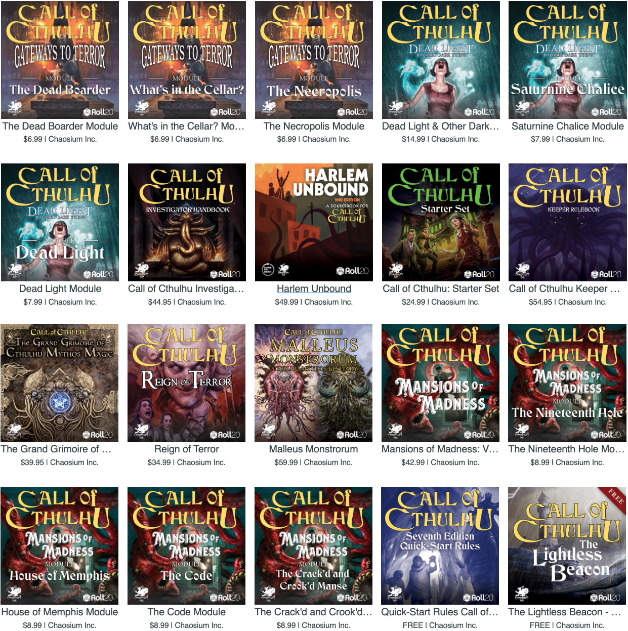 Call of Cthulhu at Roll20