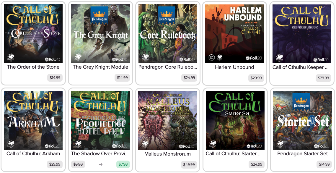 Roll20 Call of Cthulhu Titles