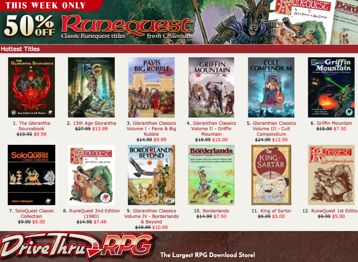 DTRPG RQ Classic Sale