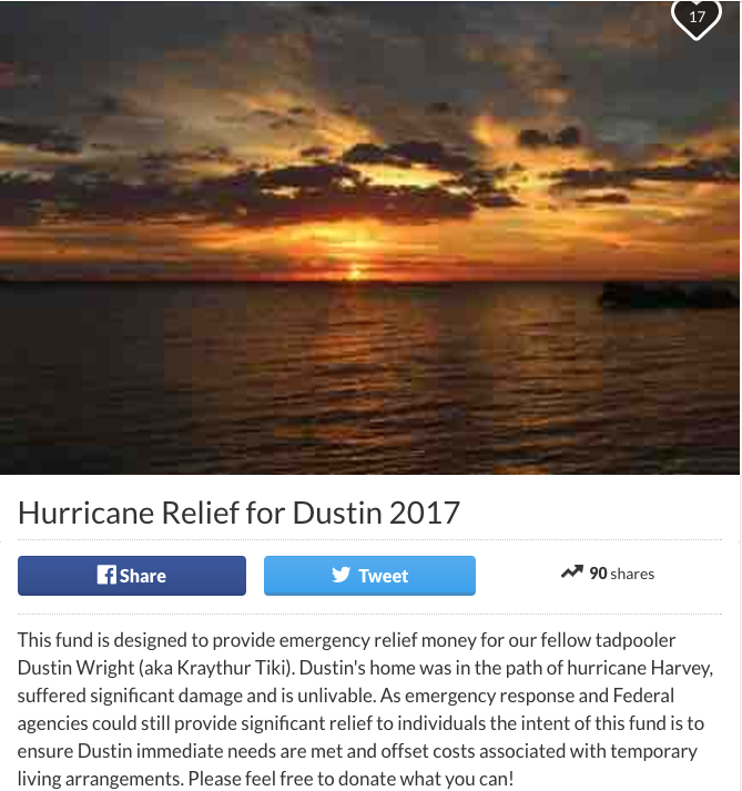 Go Fund Me page for Dustin