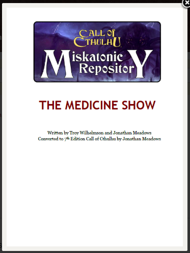 The Medicine Show - Miskatonic Repository