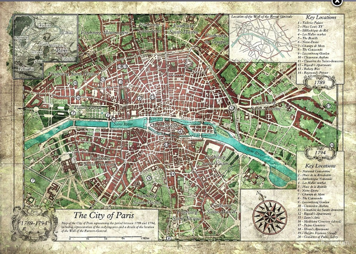 Paris Map from Reign of Terror