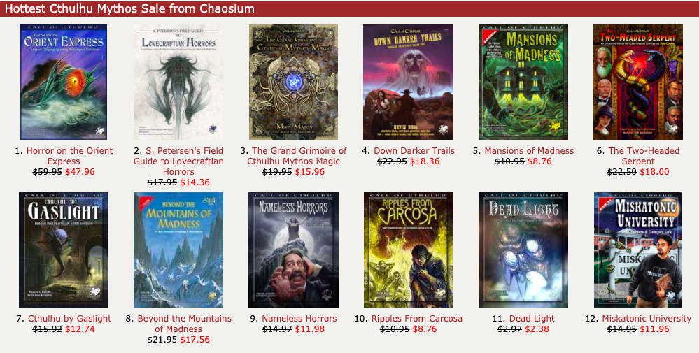 Cthulhu Mythos Sale on DTRPG