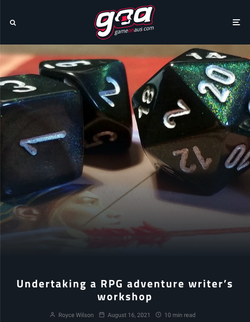 game on aus - Undertaking a RPG adventure writer’s workshop