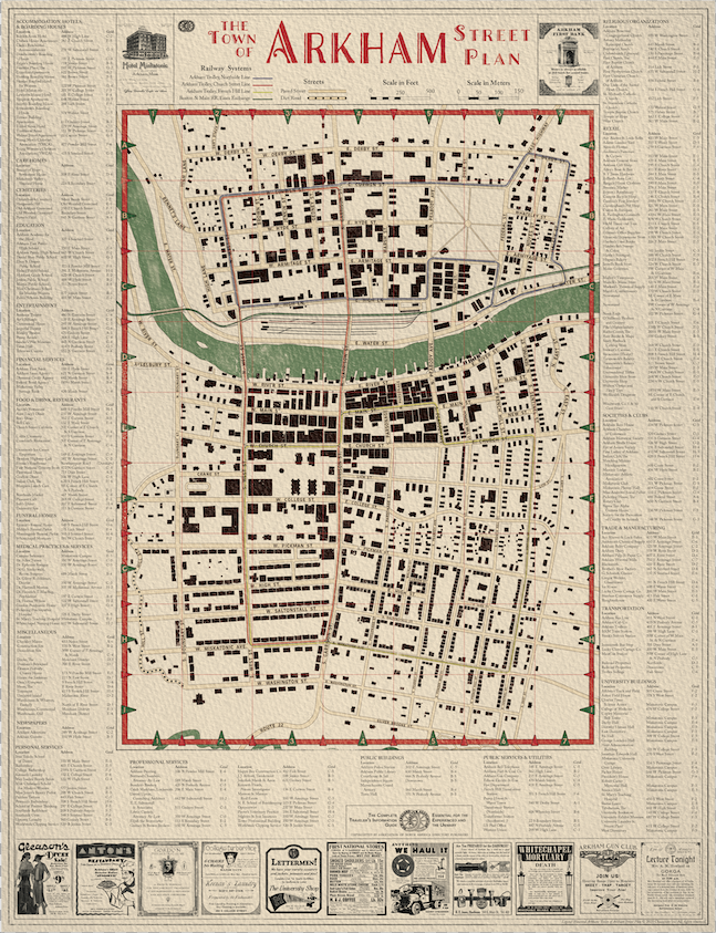 Town of Arkham Street Plan Map 