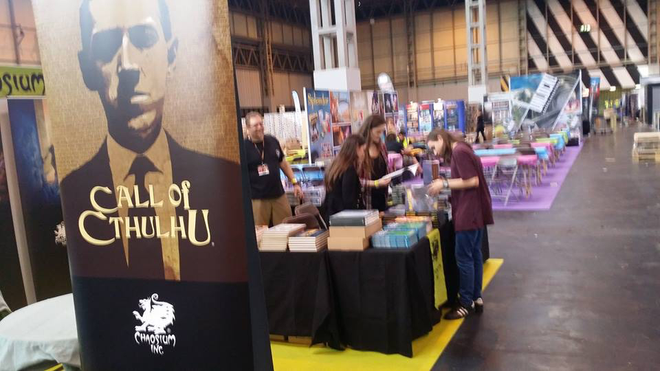 Katya demoing at the Chaosium booth, UKGE 2017