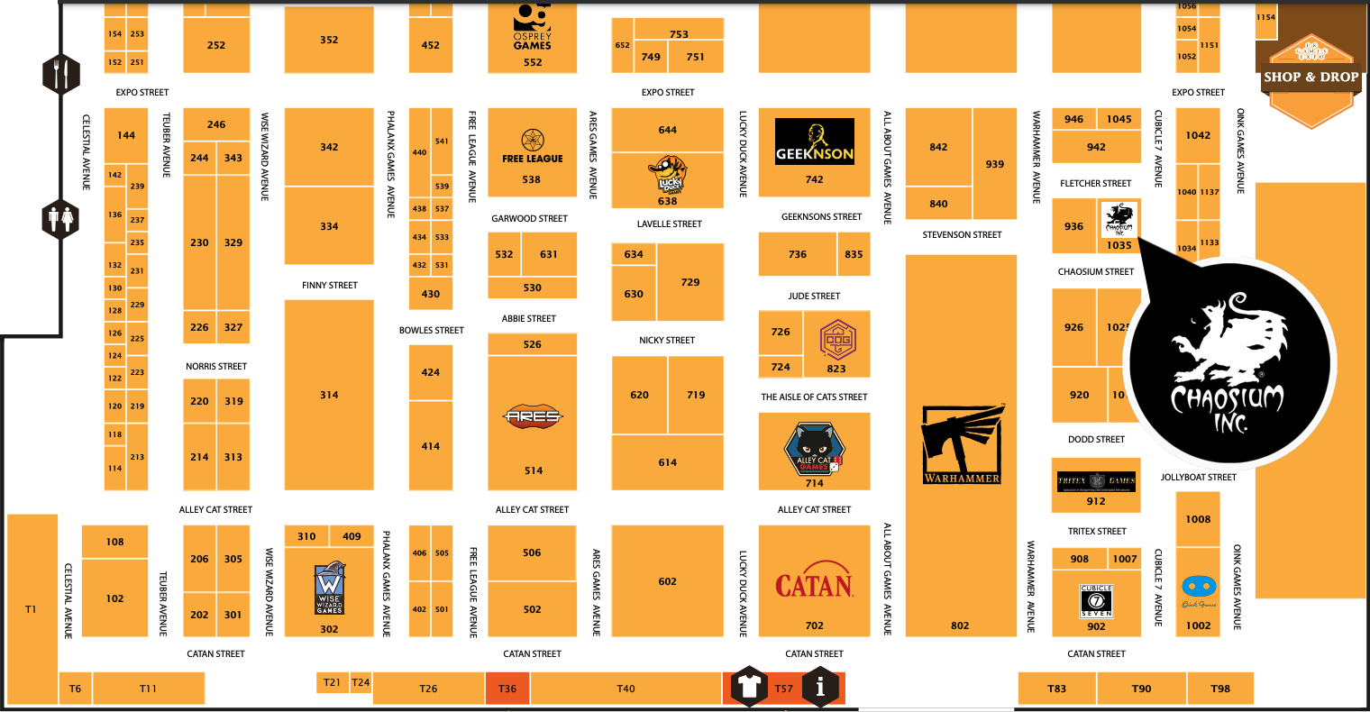 UKGE Map showing Chaosium booth